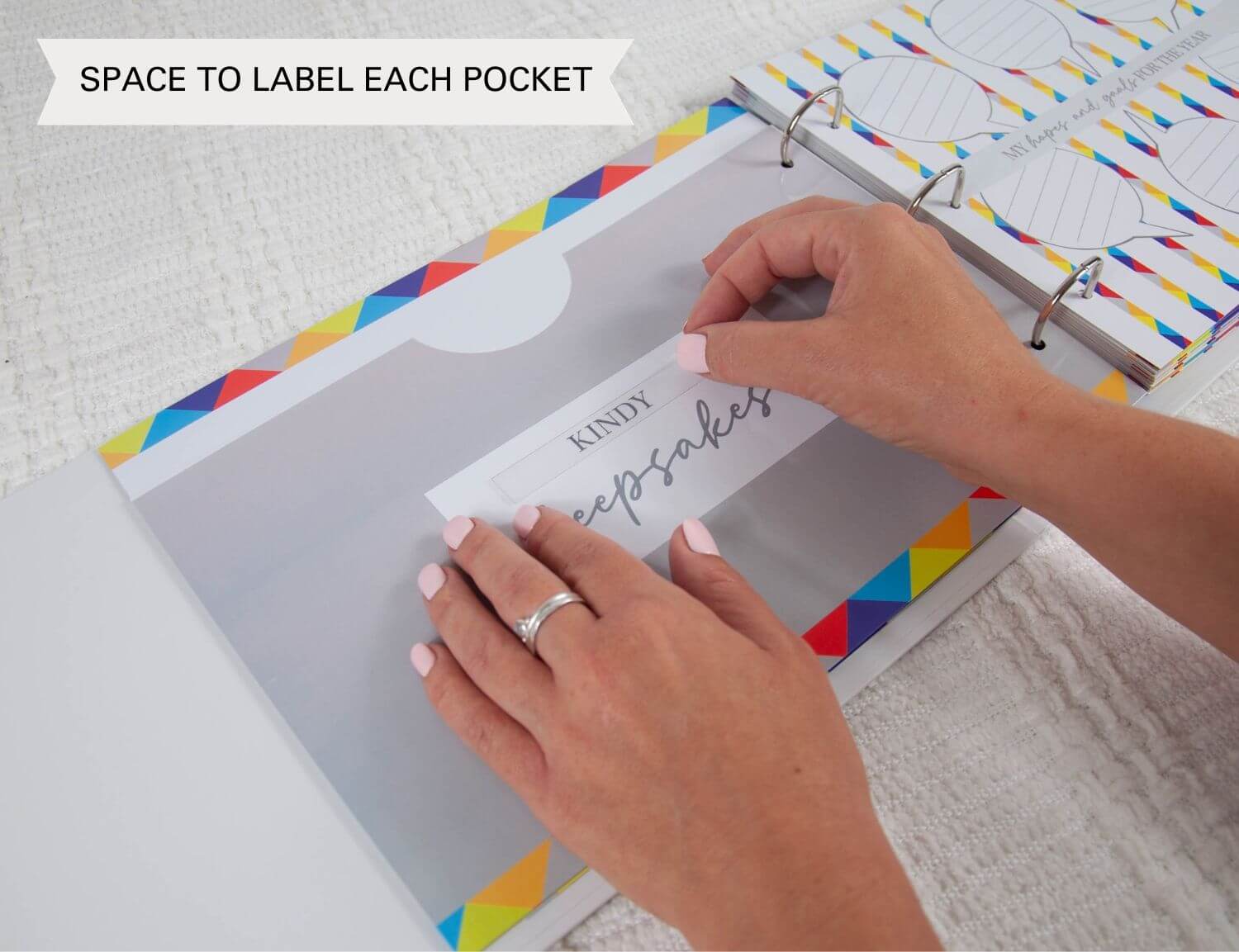space to label each pocket for school memory book