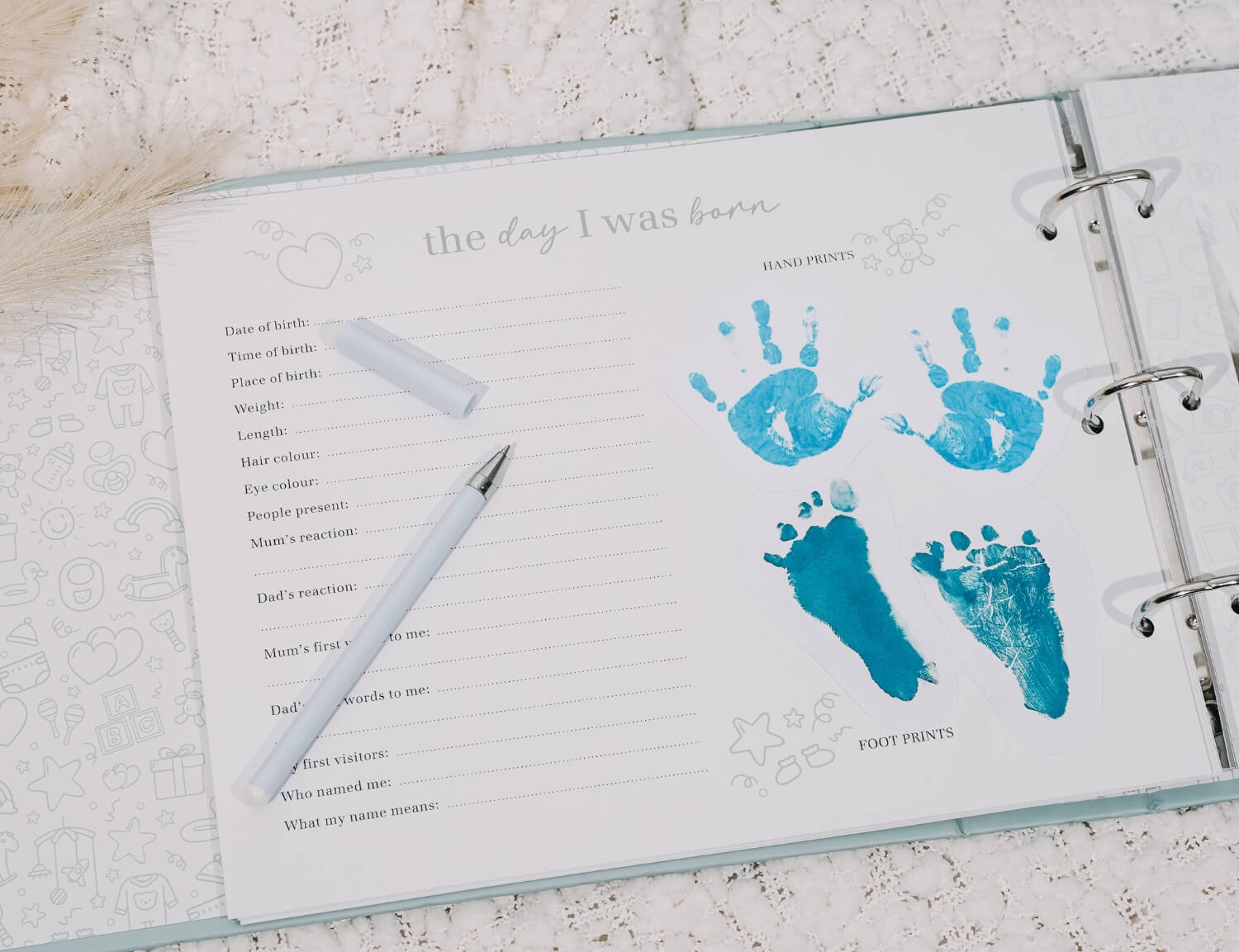 baby memory book hand and foot prints