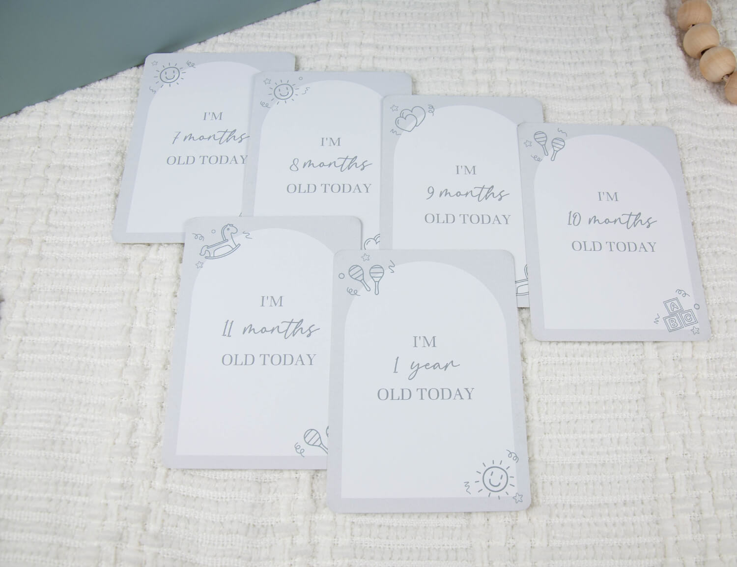 ages six to twelve months baby milestone cards
