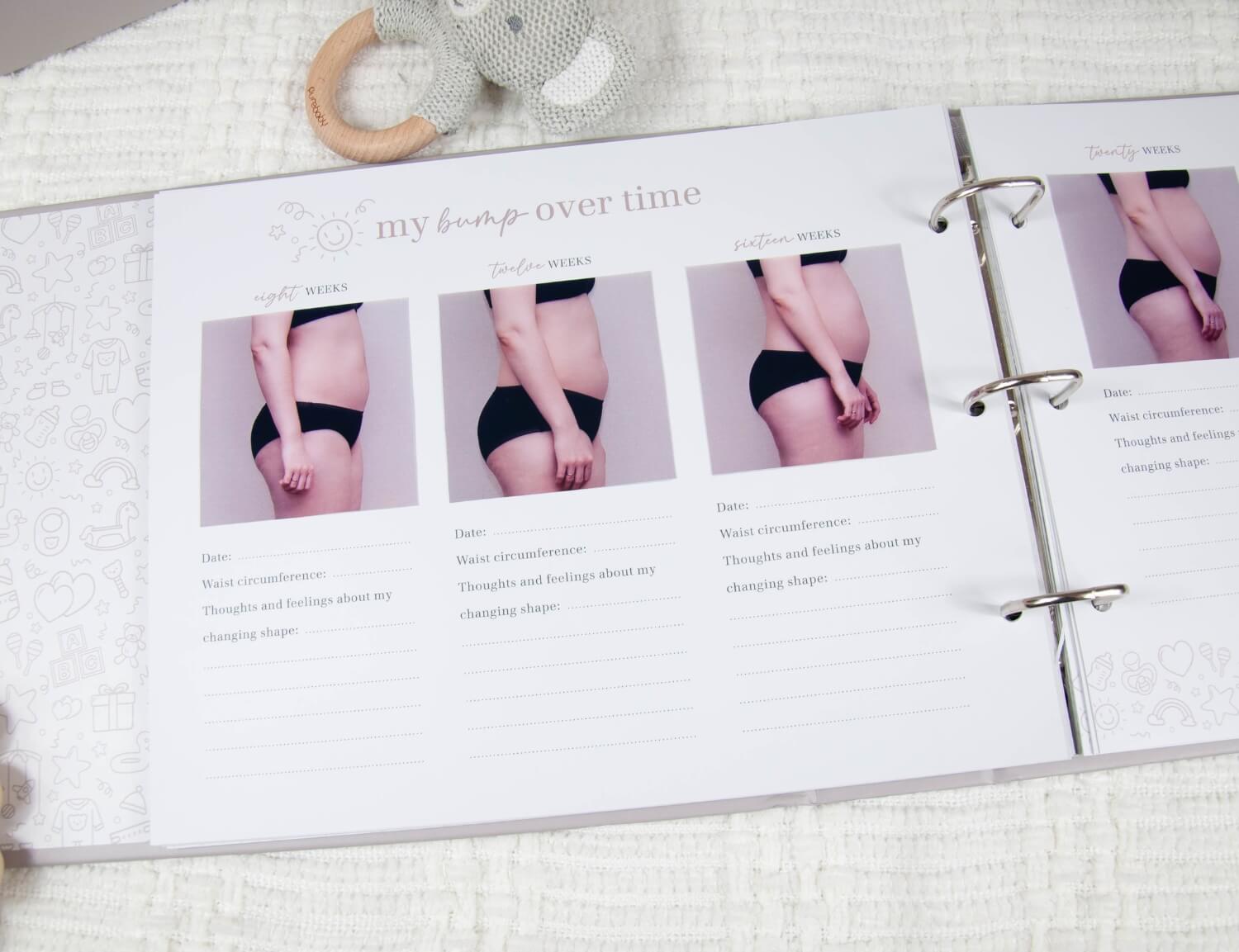 baby bump photos in pregnancy journal