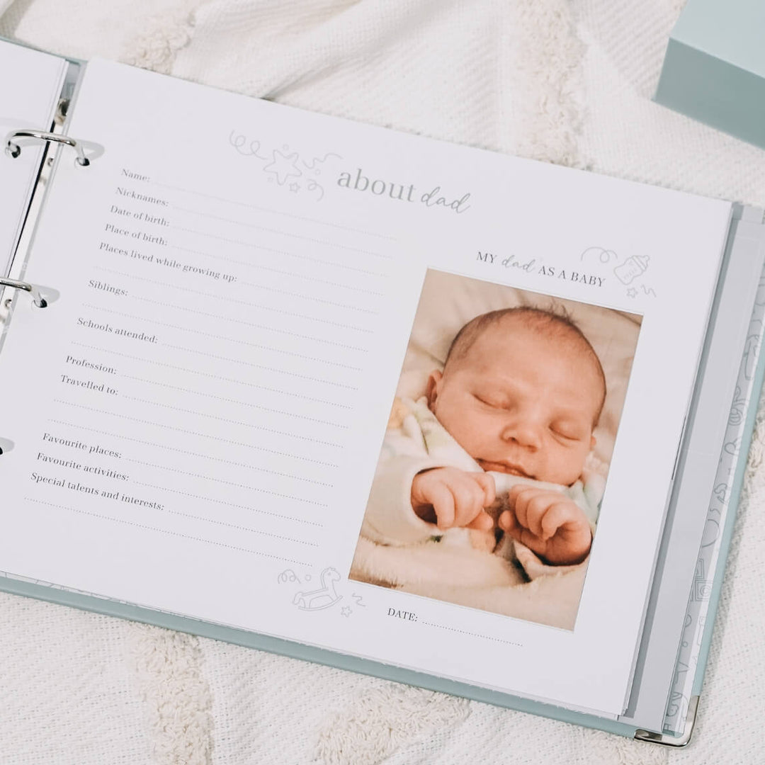 baby memory book about dad page