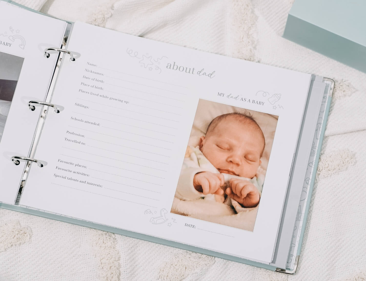 baby memory book about dad page