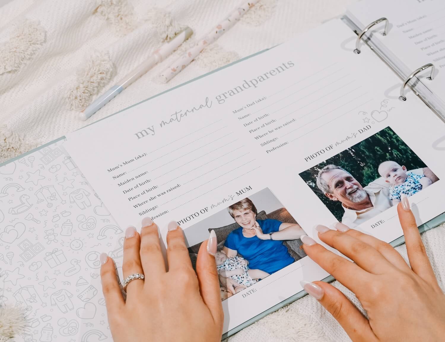 baby memory book about maternal grandparents page
