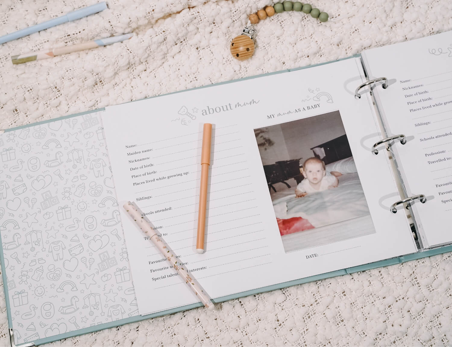 baby memory book about mum page