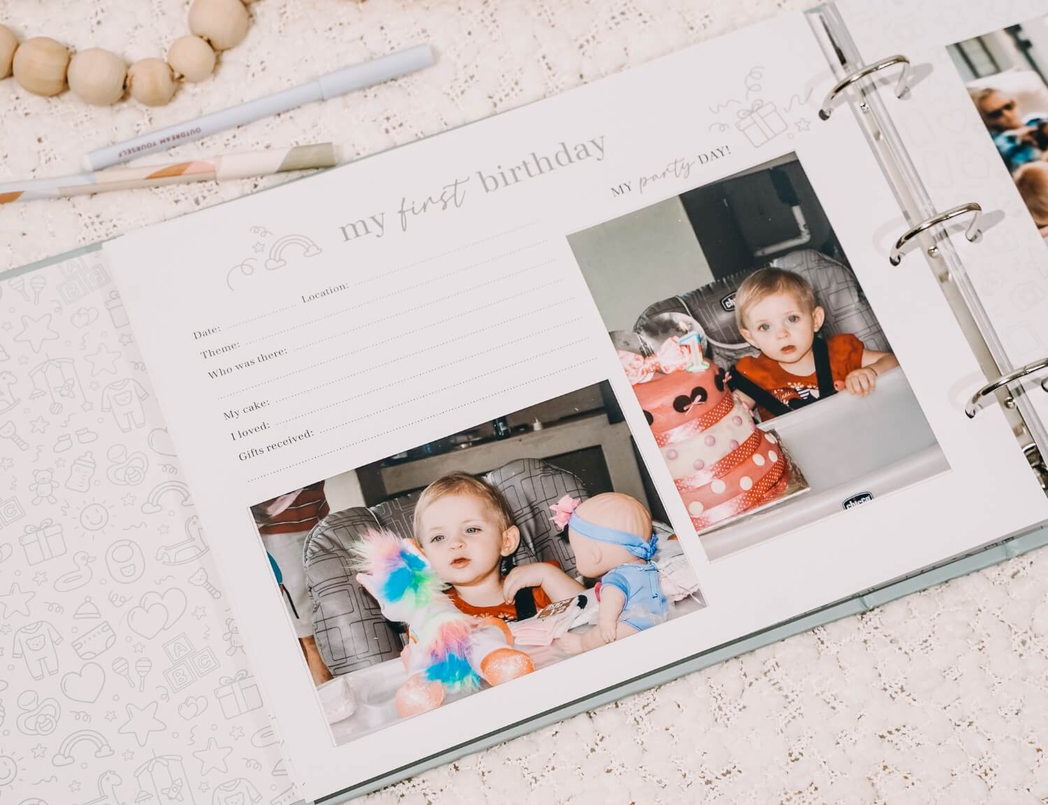 baby memory book first birthday photos