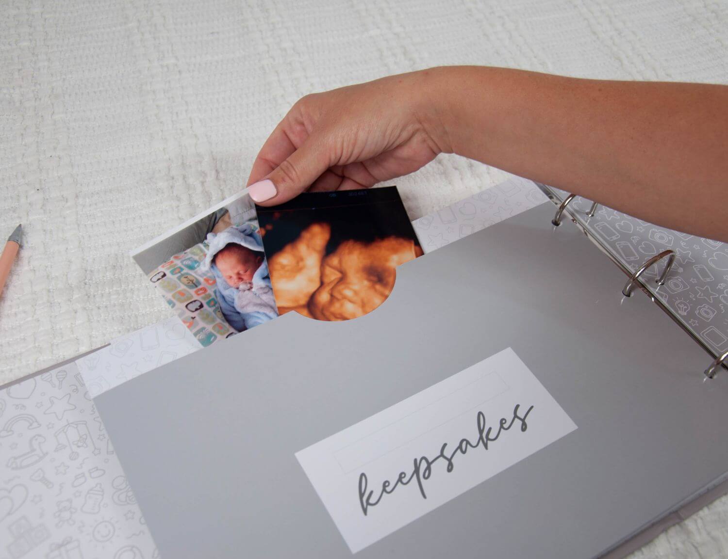 pregnancy journal keepsake pocket being filled