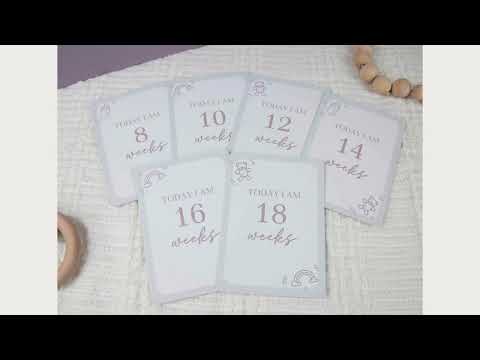 photo collage of pregnancy milestone cards